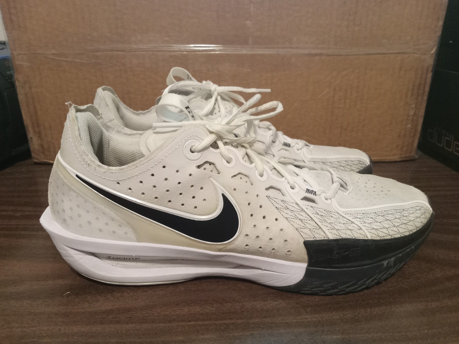 Nike Air Zoom GT Cut 3 White Black Sneakers DV2913-102 Men's Sz 14 No Insoles