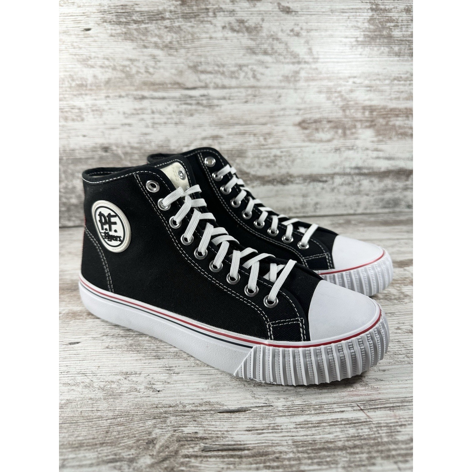 Women's PF Flyers Center Hi Black Canvas Sneakers Sz 9 Athletic EUC!