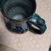 Studio Art Pottery Blue Glazed Coffee Vintage Mug Cup Signed by Sara