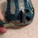 Studio Art Pottery Blue Glazed Coffee Vintage Mug Cup Signed by Sara