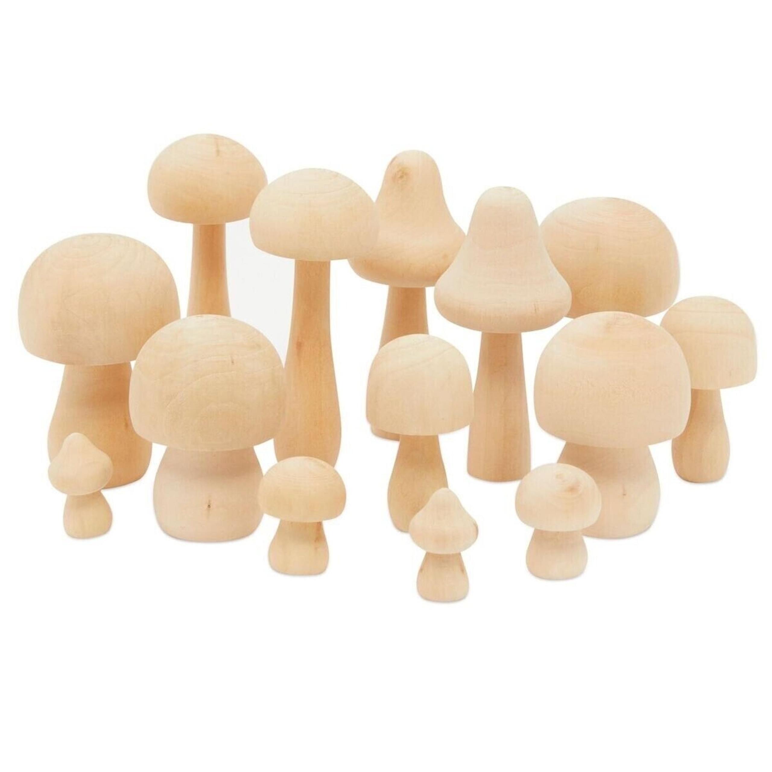 Mini Wooden Mushrooms to Paint Unfinished Wood Figurines for Craft Ornaments ~50