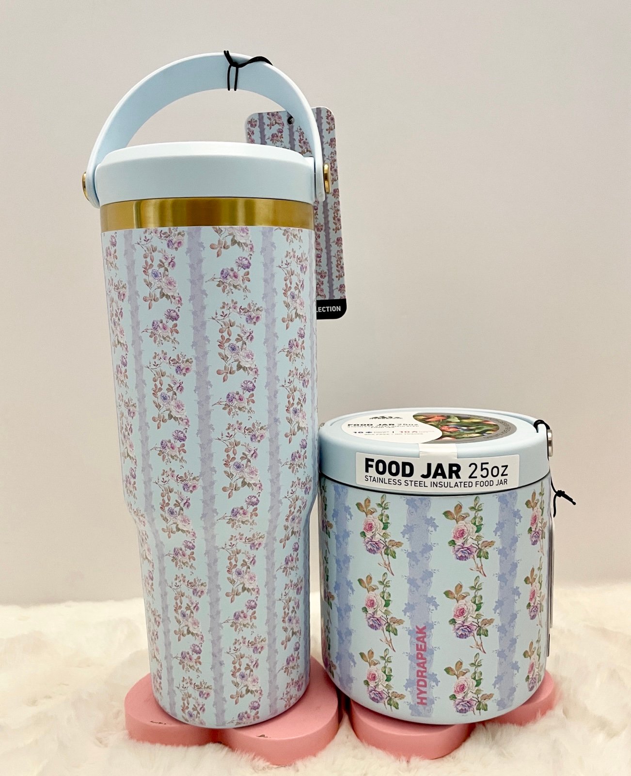 HYDRAPEAK 32oz Nomad Tumbler & 25oz Food Jar Powder Blue Floral Stainless Steel