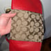 EUC COACH Satchel Tote Tan Signature Jacquard & Red Leather Silver Hardware