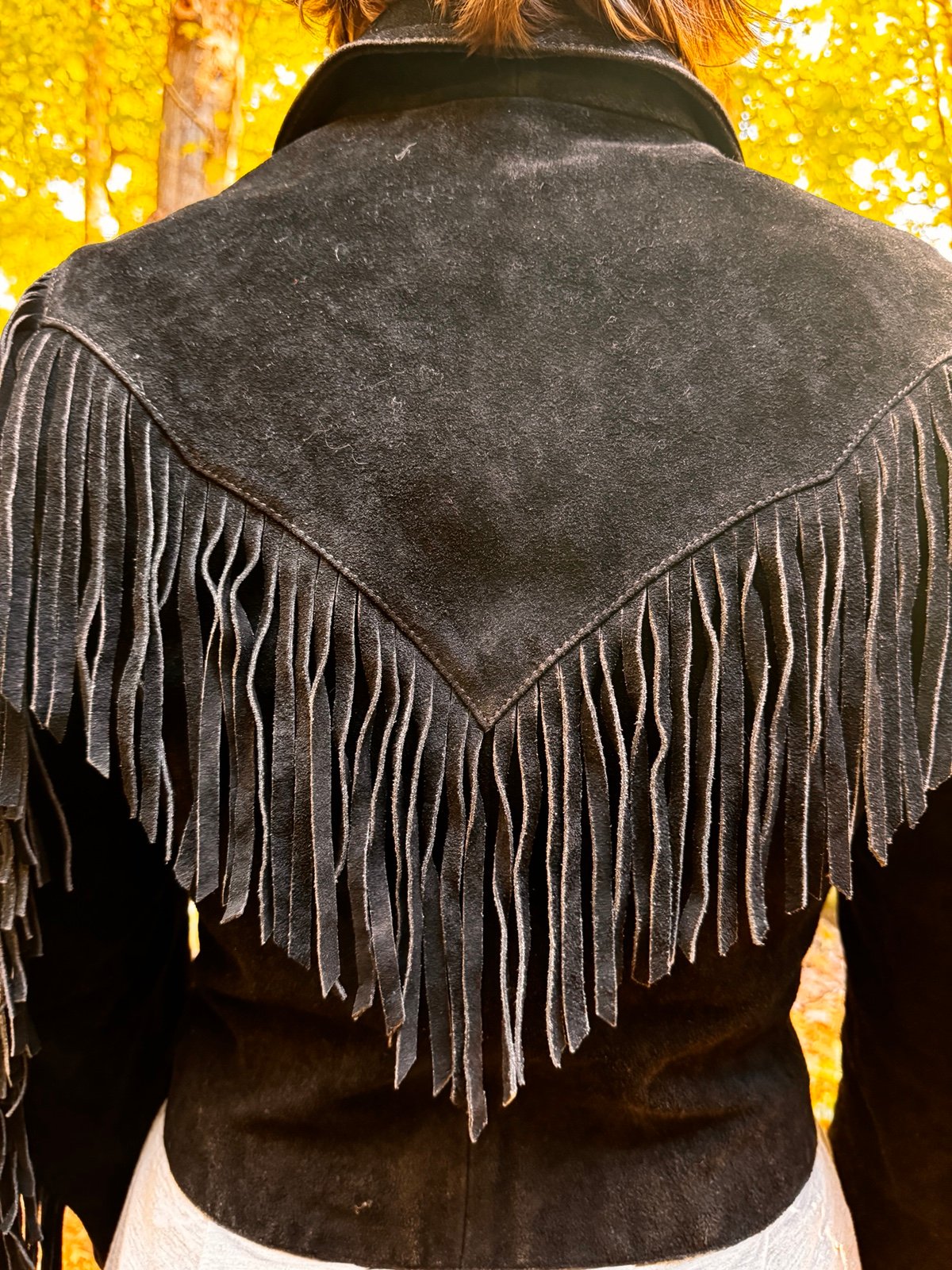 Suede black fringed jacket