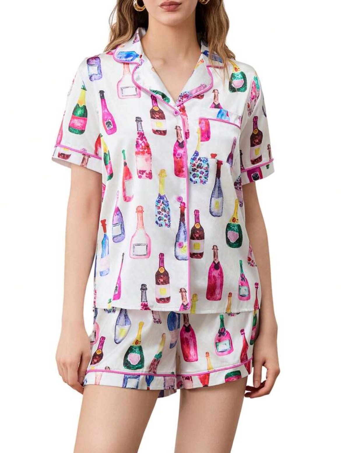 Women’s Silk Pajama Set, White (Pick Size)