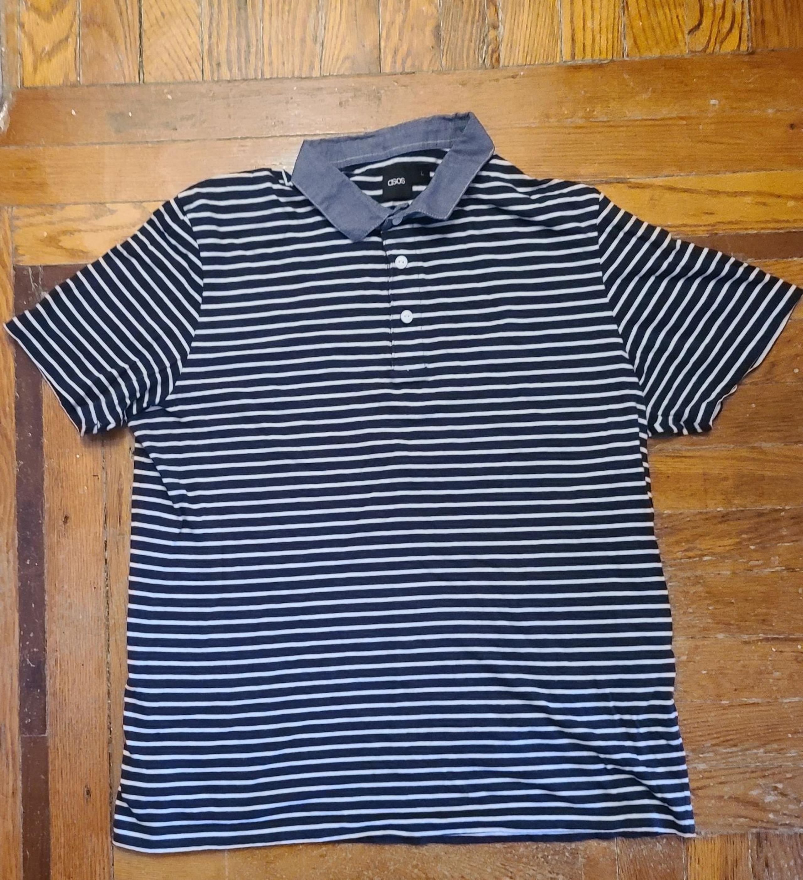 Asos Mens Knitted Stirped Polo Shirt