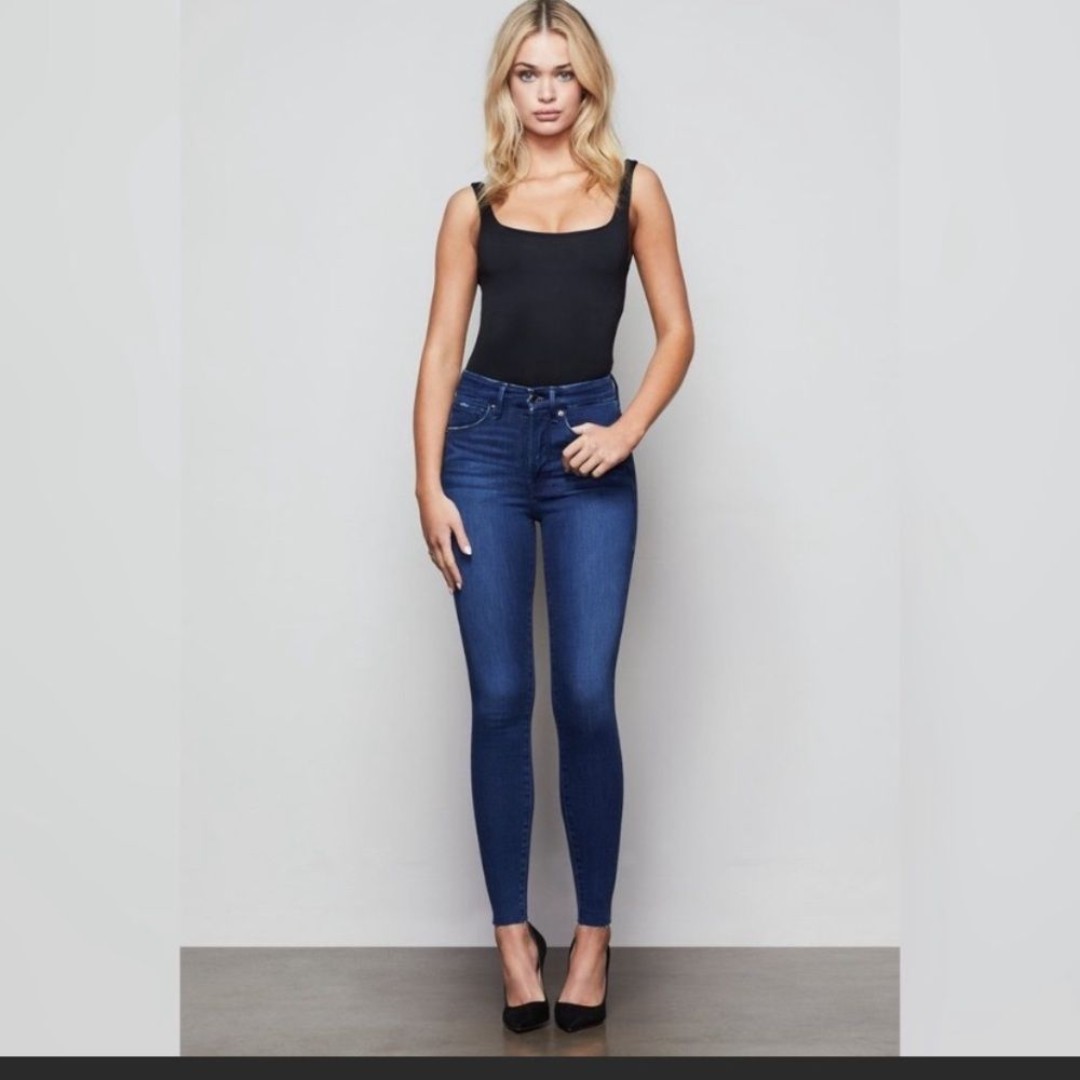 Good American good waist blue jeans organic cotton Dark Wash 00 24
