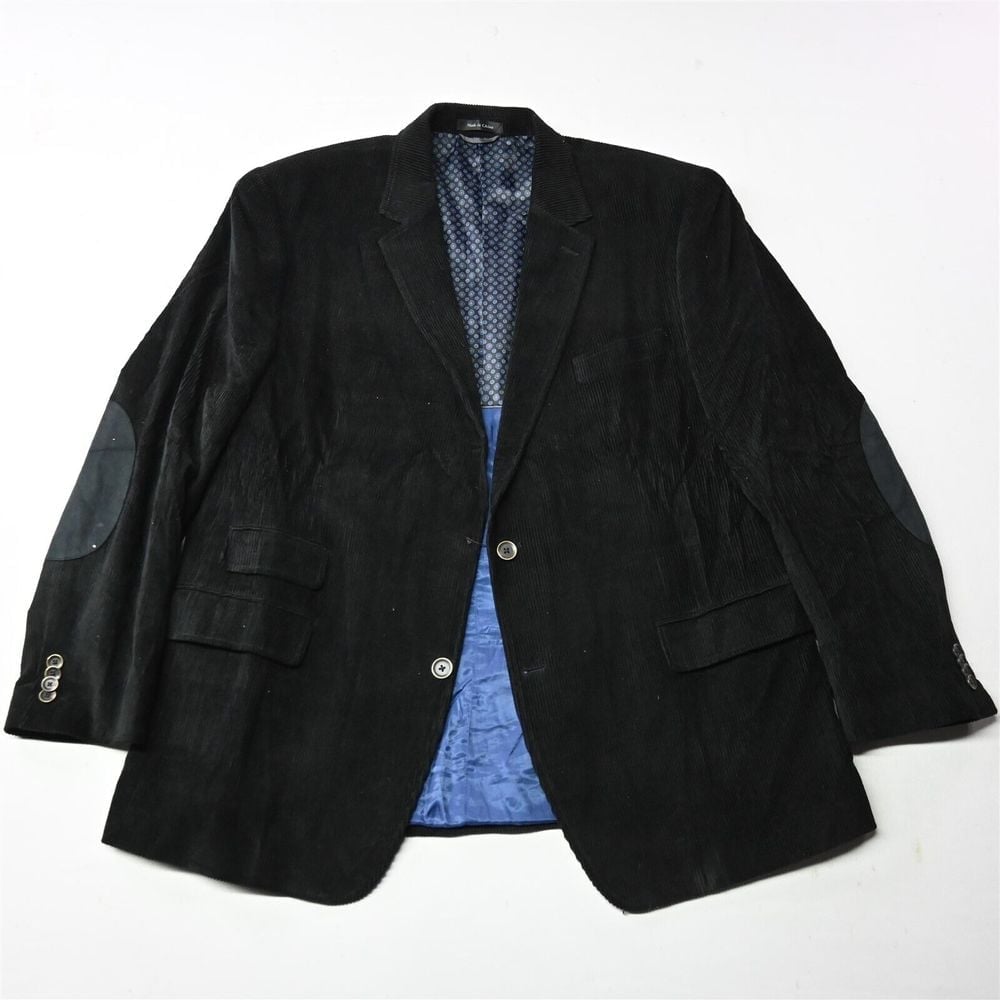 Michael Kors 46L Black Wide Wale Corduroy Mens Blazer Jacket Sport Coat