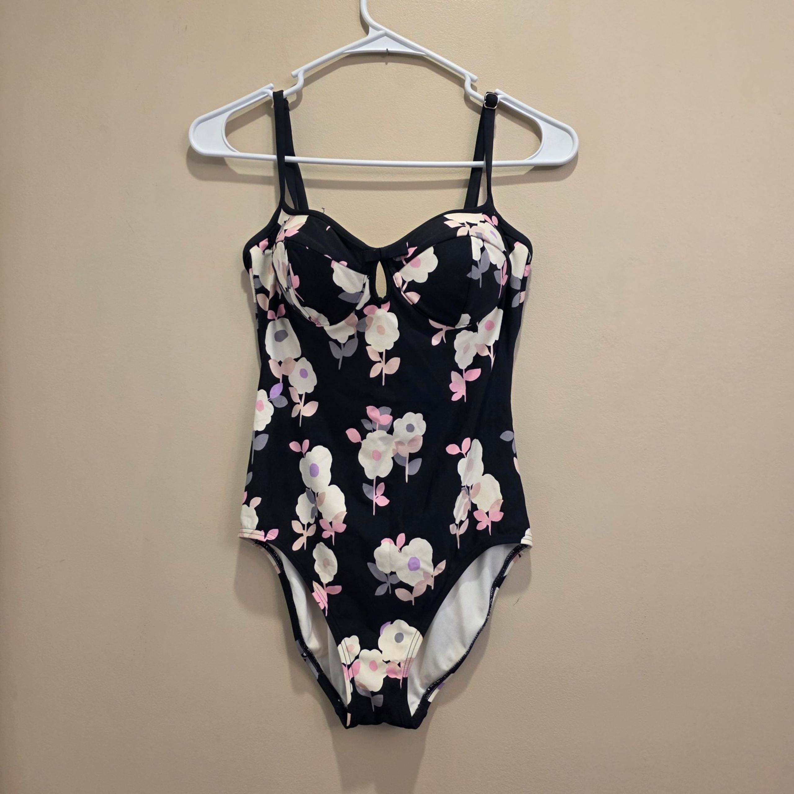 Kate Spade One-Piece Floral Print Keyhole Front Bathing Swimsuit Women's Medium
