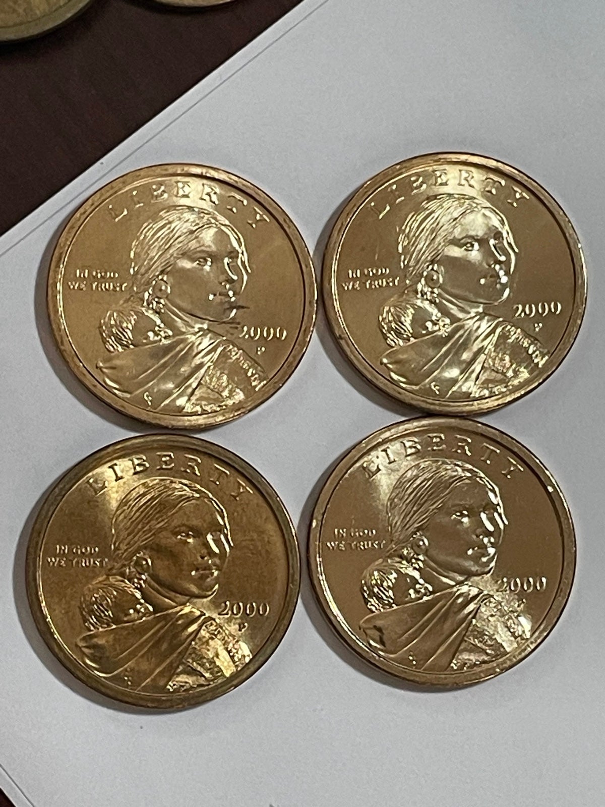 Set of Four Uncirculated Vintage U.S Sacagawea Dollars