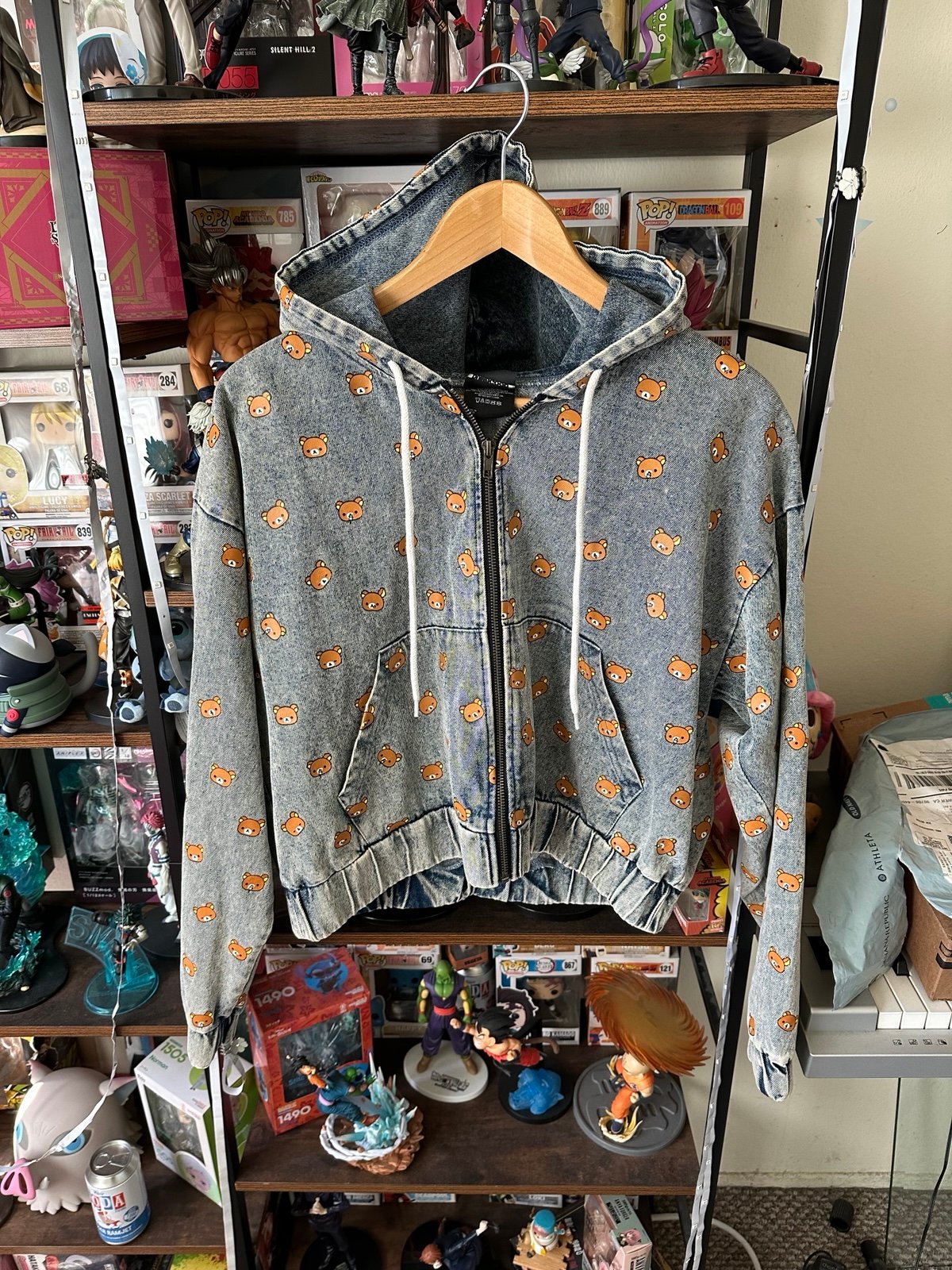 Dumbgood Rilakkuma Denim Cropped Relaxed Fit Hoodie Women’s Size L