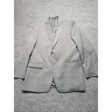 Mens 44L Grey Wool & Polyester Sport Coat Blazer Michael Strahan
