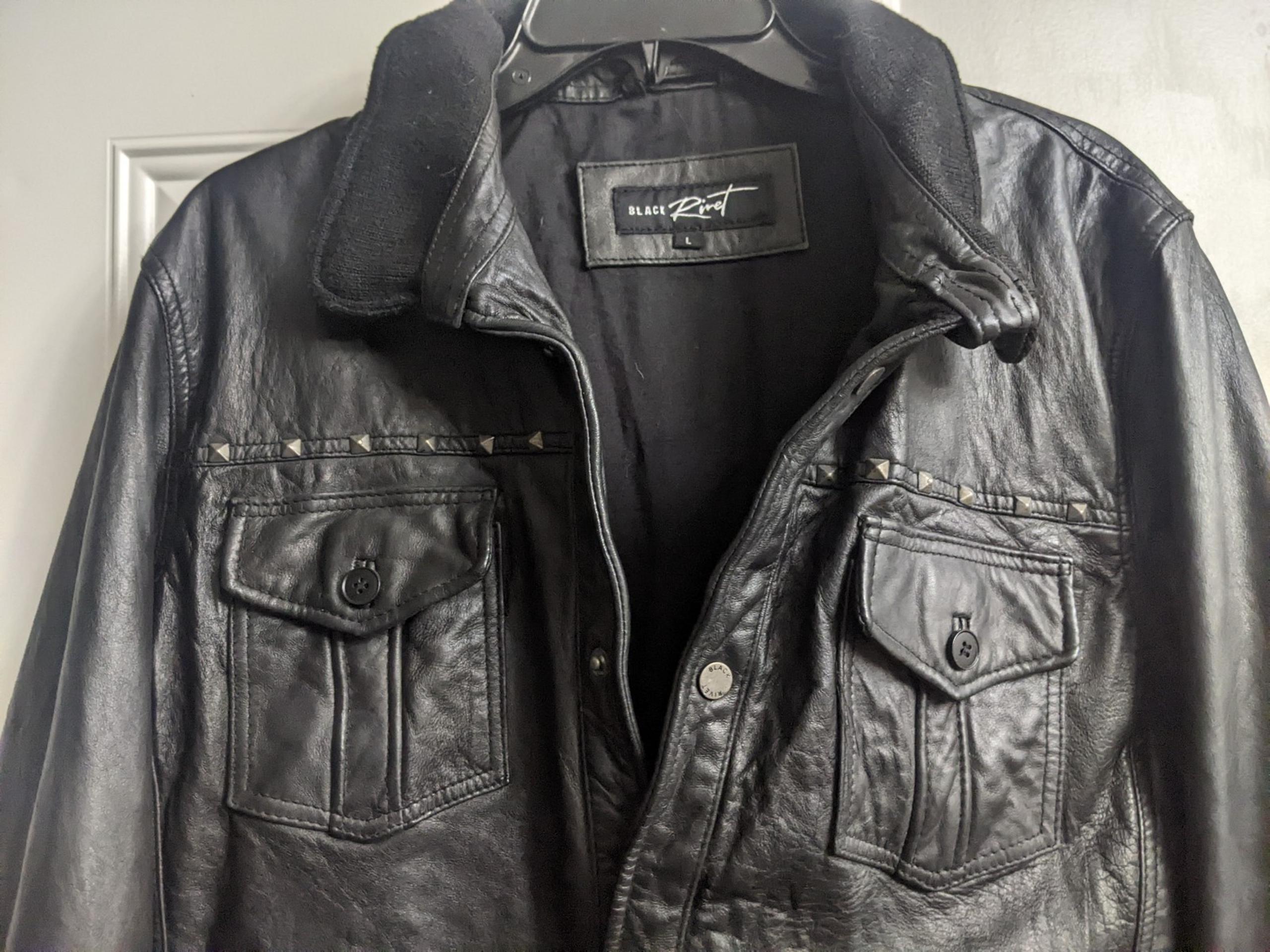 Men's Genuine Leather Jacket L - Black Rivet