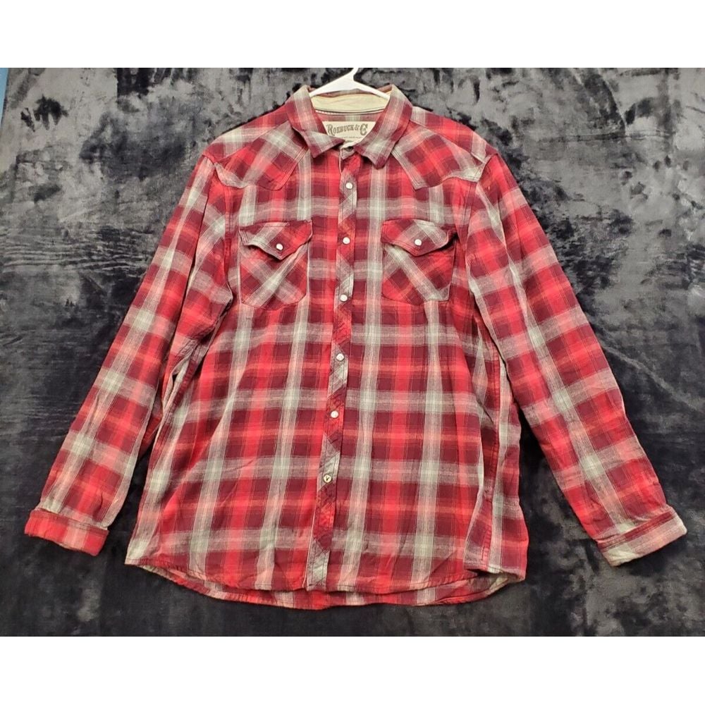 Roebuck & Co. Shirt Womens Size XL Multi Plaid Long Sleeve Collared Button Down
