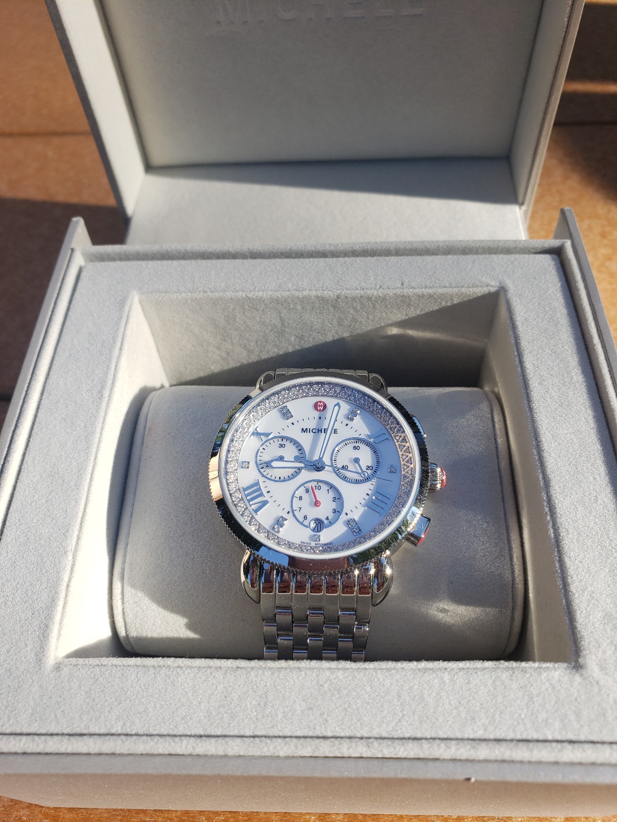 ***Beautiful LIKE NEW Diamond Michele Sport Sail Watch***