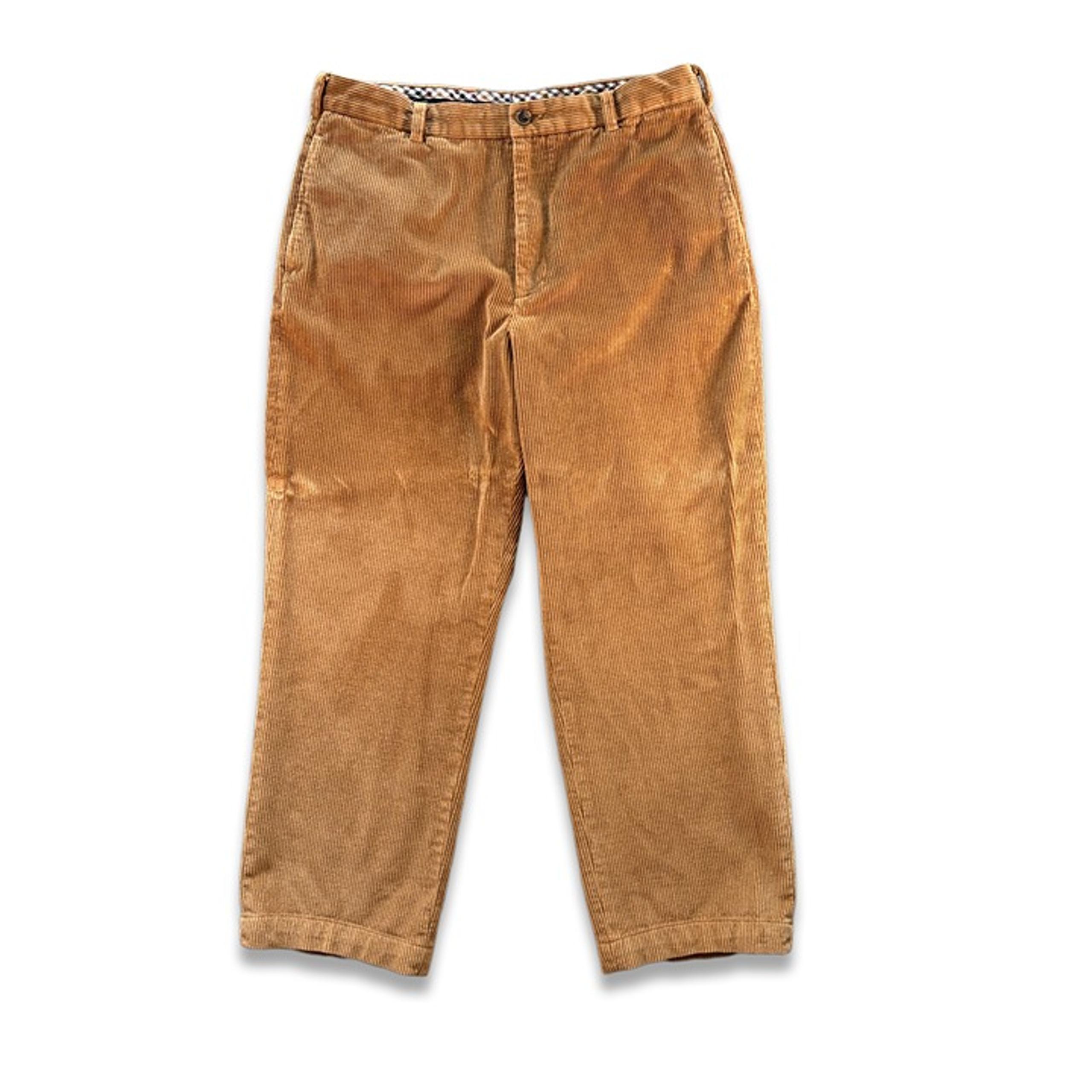 Brooks Brothers Hudson Preppy Brown Flat Front Corduroy Pants Men's 36x32
