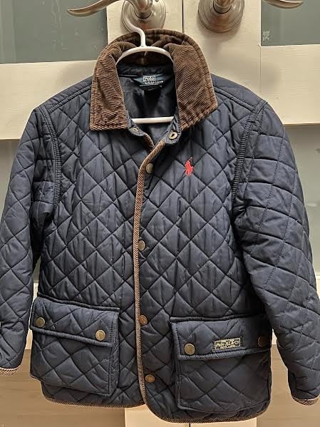 POLO RALPH LAUREN BOYS NAVY BLUE QUILTED CORDUROY TRIMMED JACKET SIZE 5