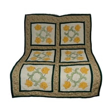 Vintage Handmade Hand Crafted Granny Square Quilt Fall Floral Reversible 57X41