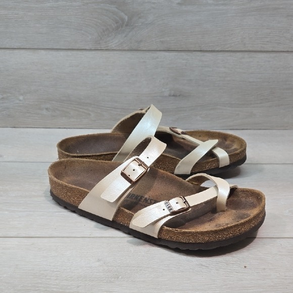 Birkenstock Women Gizeh Leather Loop Toe Sandals Slip On Shoes Sz 39/8 Regular