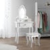 Dressing Table With Stool and Mirror 3 - 7 years - White Wooden Makeup Vanity