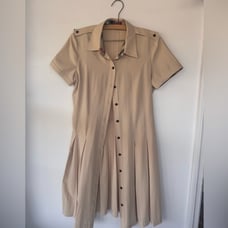 Burberry Tan Pleated A-line Mini Dress