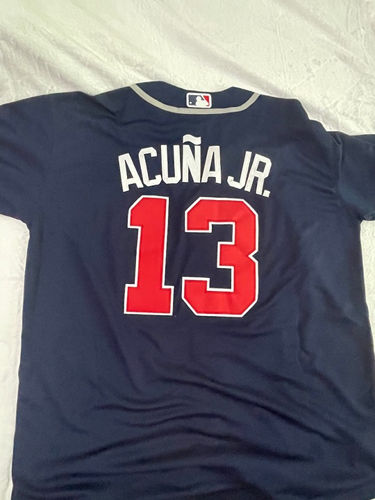 Ronald Men's Atlanta Braves Ronald Acuna Jr.Navy Alternate Player Name