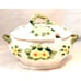Vintage Floral Basket Ceramic Soup Tureen Daysies marked Japan 13x10x9