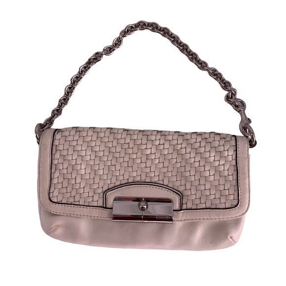 Coach Woven Leather Clutch with Detachable Chain