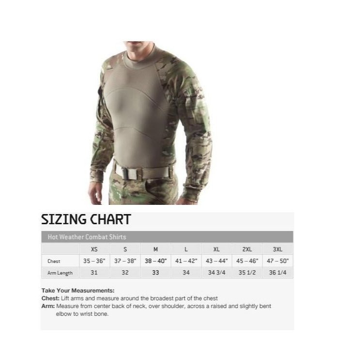 Massif Mountain Gear Company Army Combat Shirt W911QY Size Small