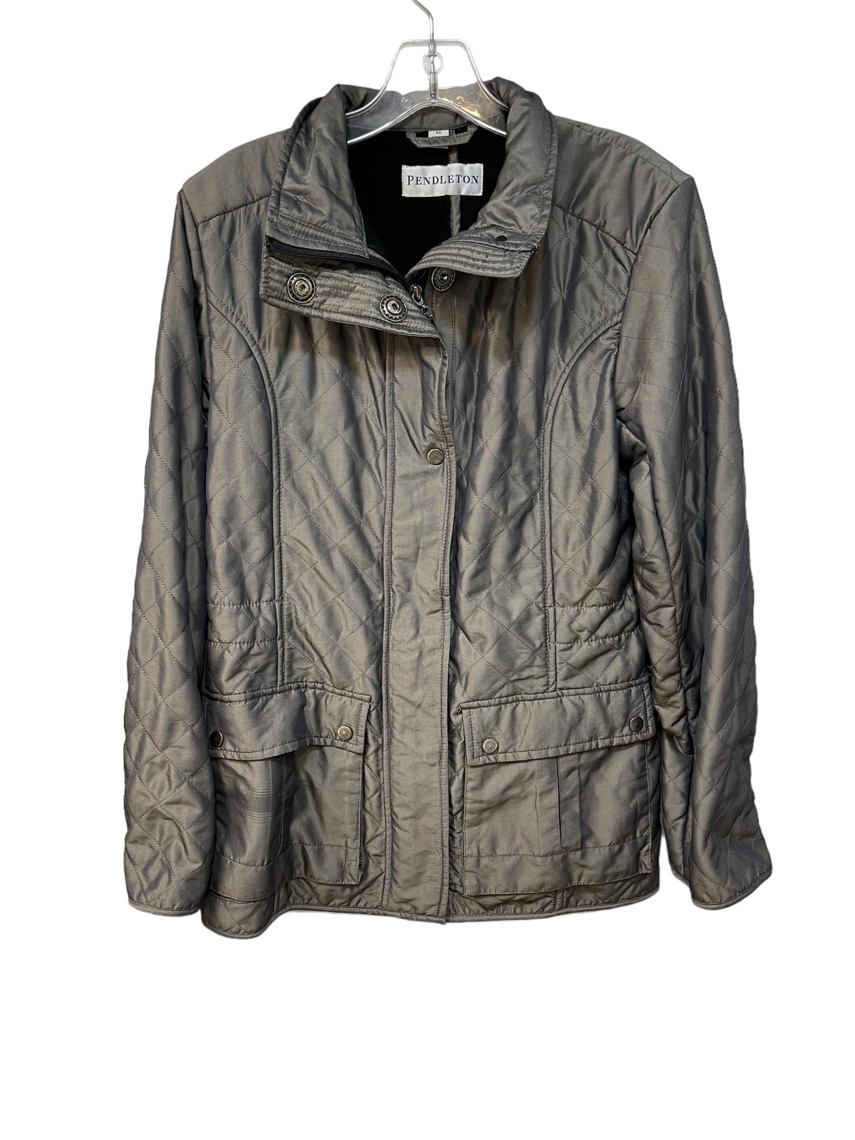 Pendleton Quilted Coat Womens XS Jacket Diamond Coat Green Fleece Lined