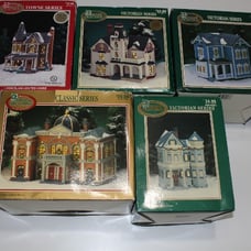 Dickens Collectables Vintage Lighted Porcelain Houses Christmas Lot/Set of 5