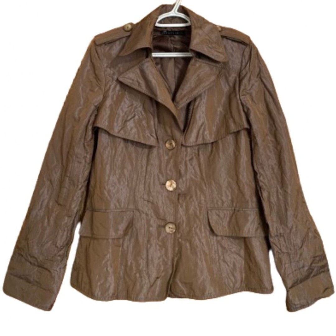 Lafayette 148 New York Metallic Brown Crinkle Lightweight Trench Coat Sz-S