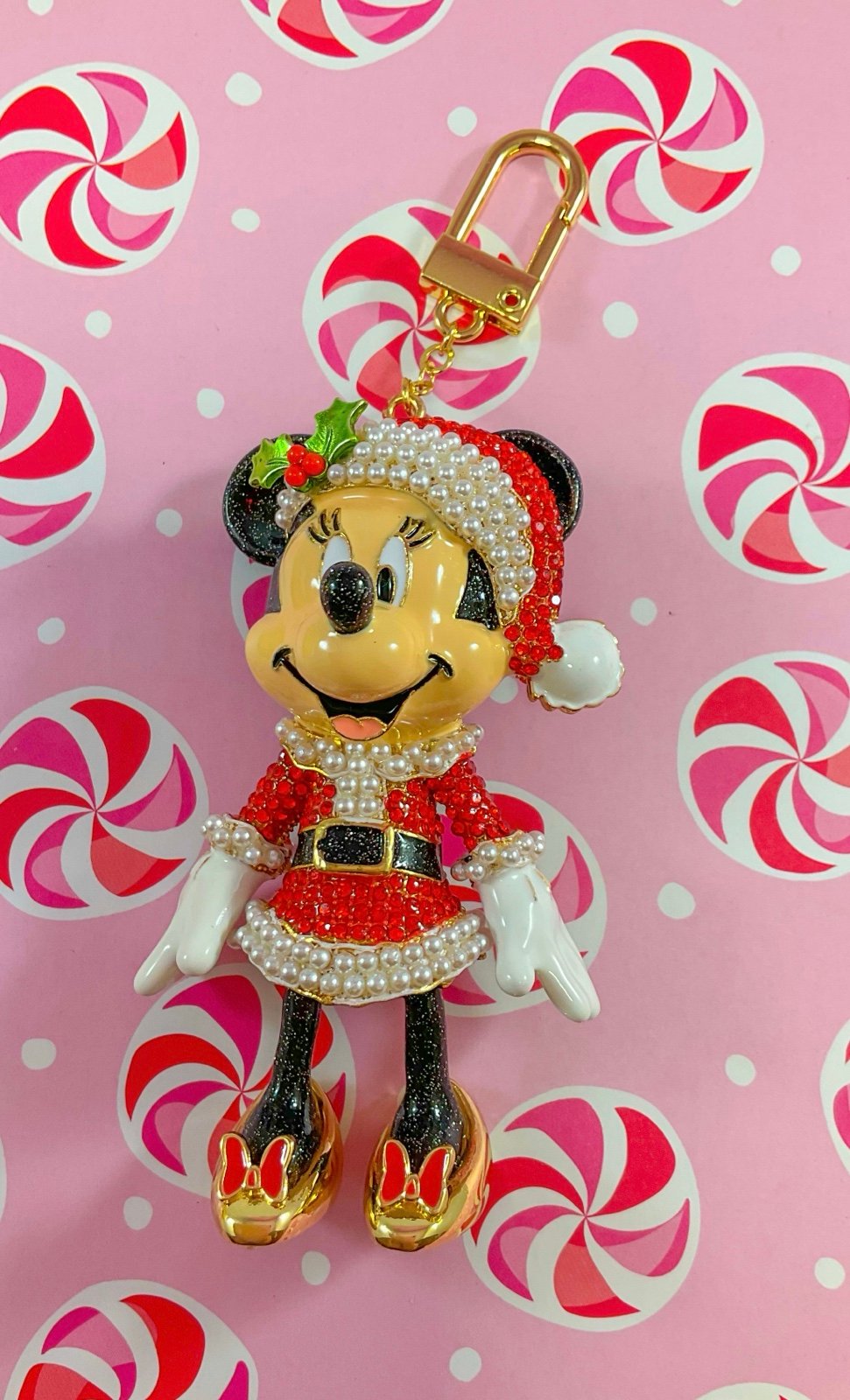 Disney Mickey & Minnie Mouse Santa Baublebar Bag Charm Keychain