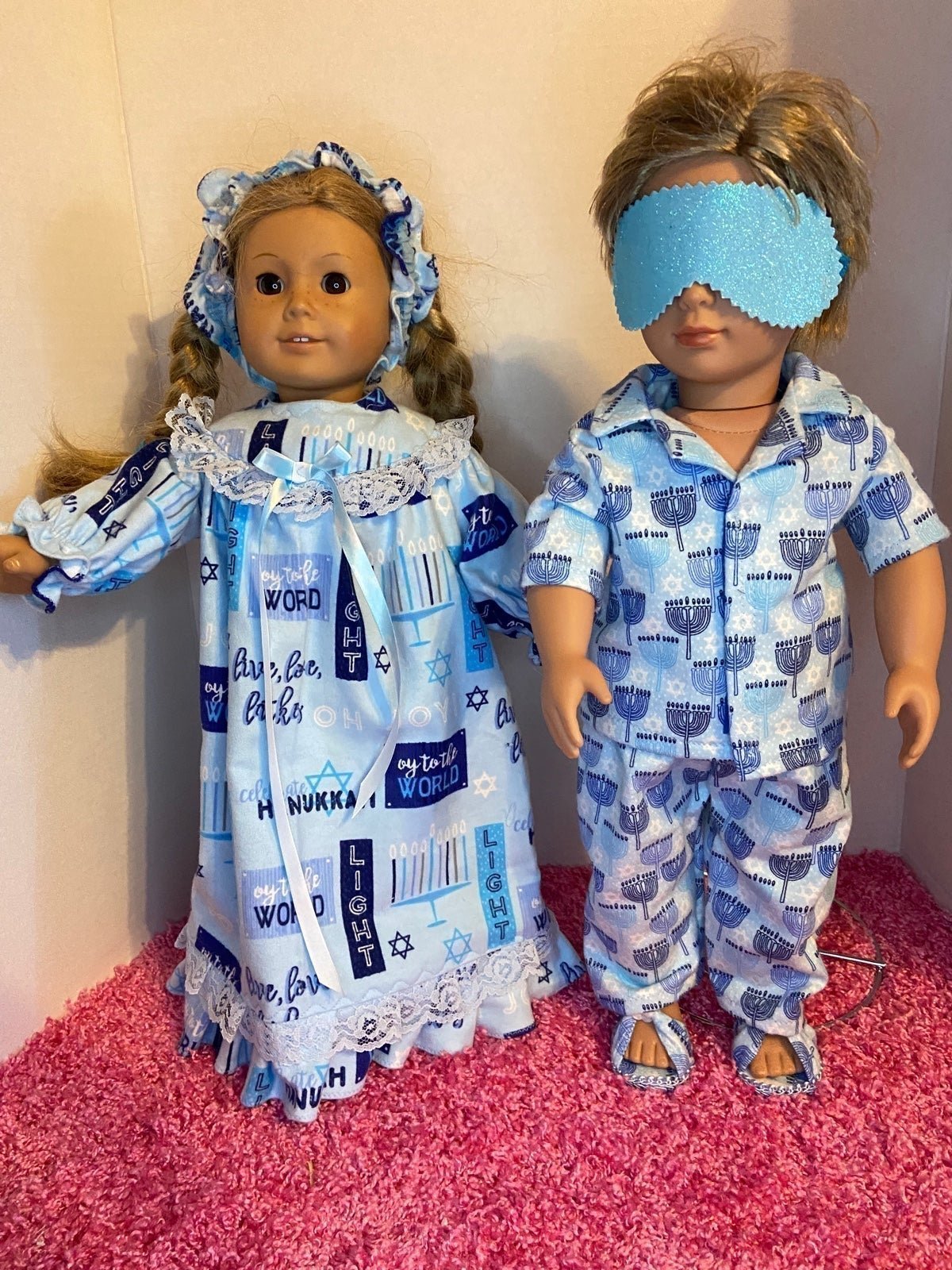 Hanukkah matching pajama set for the 18-inch dolls such as American Girl