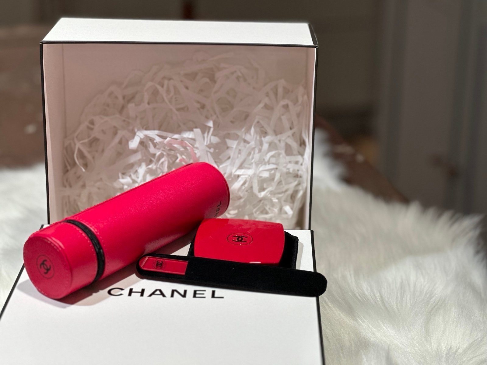 chanel diva brush set, mirror and nail file