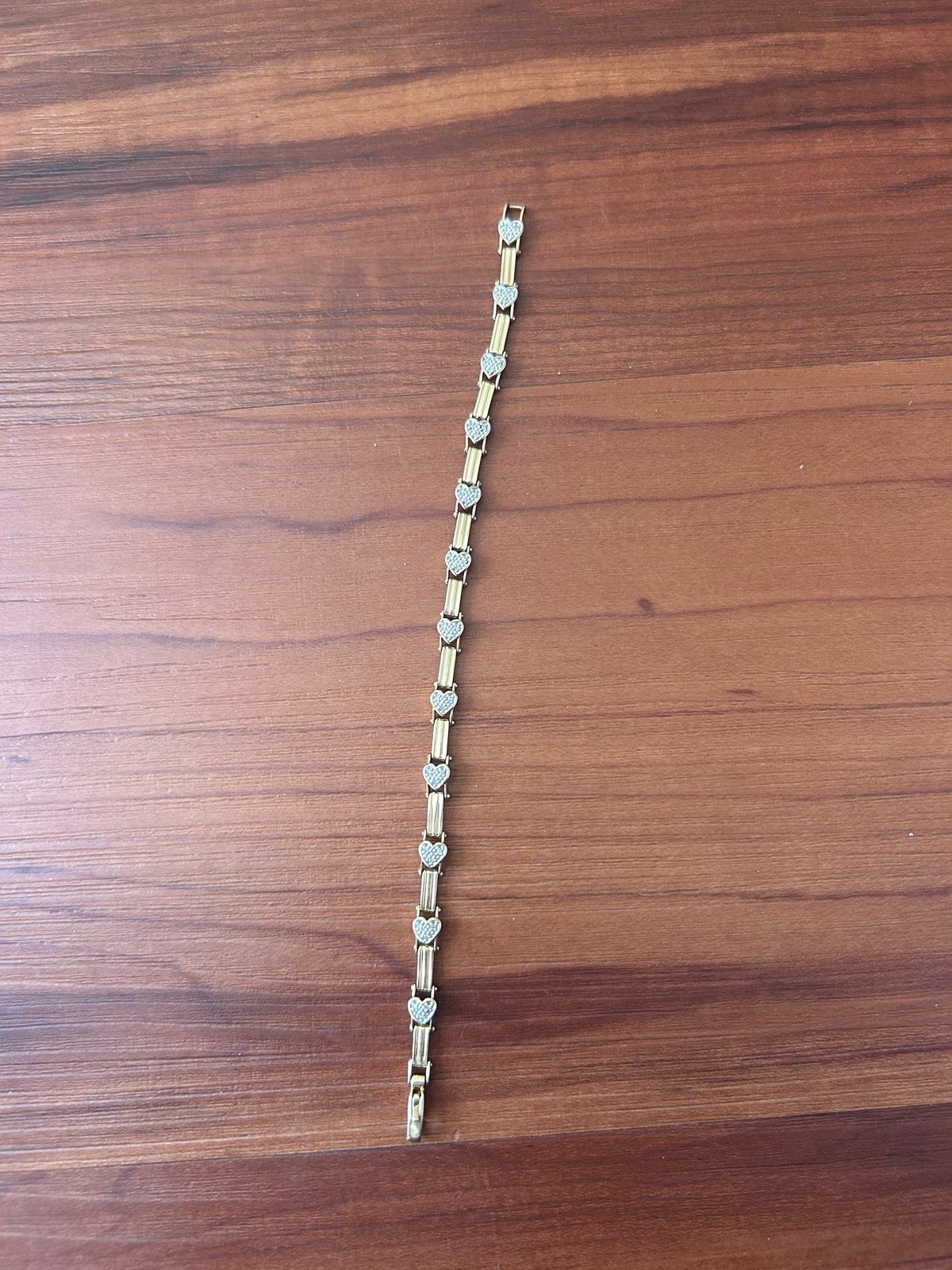 Diamond Heart Tennis Italy 10k Gold Bracelet