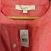 Loft Linen Blend Button Front Long Sleeve Tie Maxi Shirt Dress Coral Medium NEW