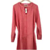 Loft Linen Blend Button Front Long Sleeve Tie Maxi Shirt Dress Coral Medium NEW