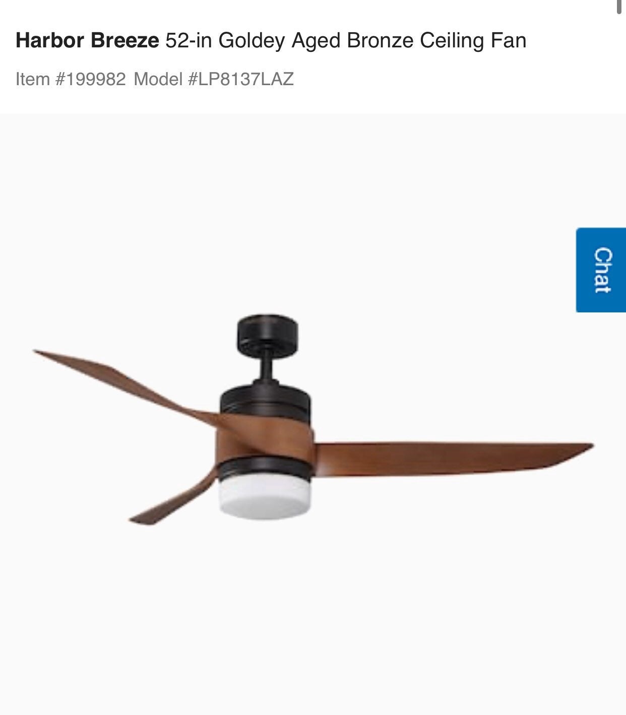 Harbor Breeze 52 inch Bronze Ceiling Fan