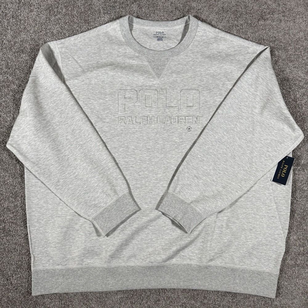 Polo Ralph Lauren Men's Embossed Logo Double-Knit Sweatshirt Gray Size 4XB NWT