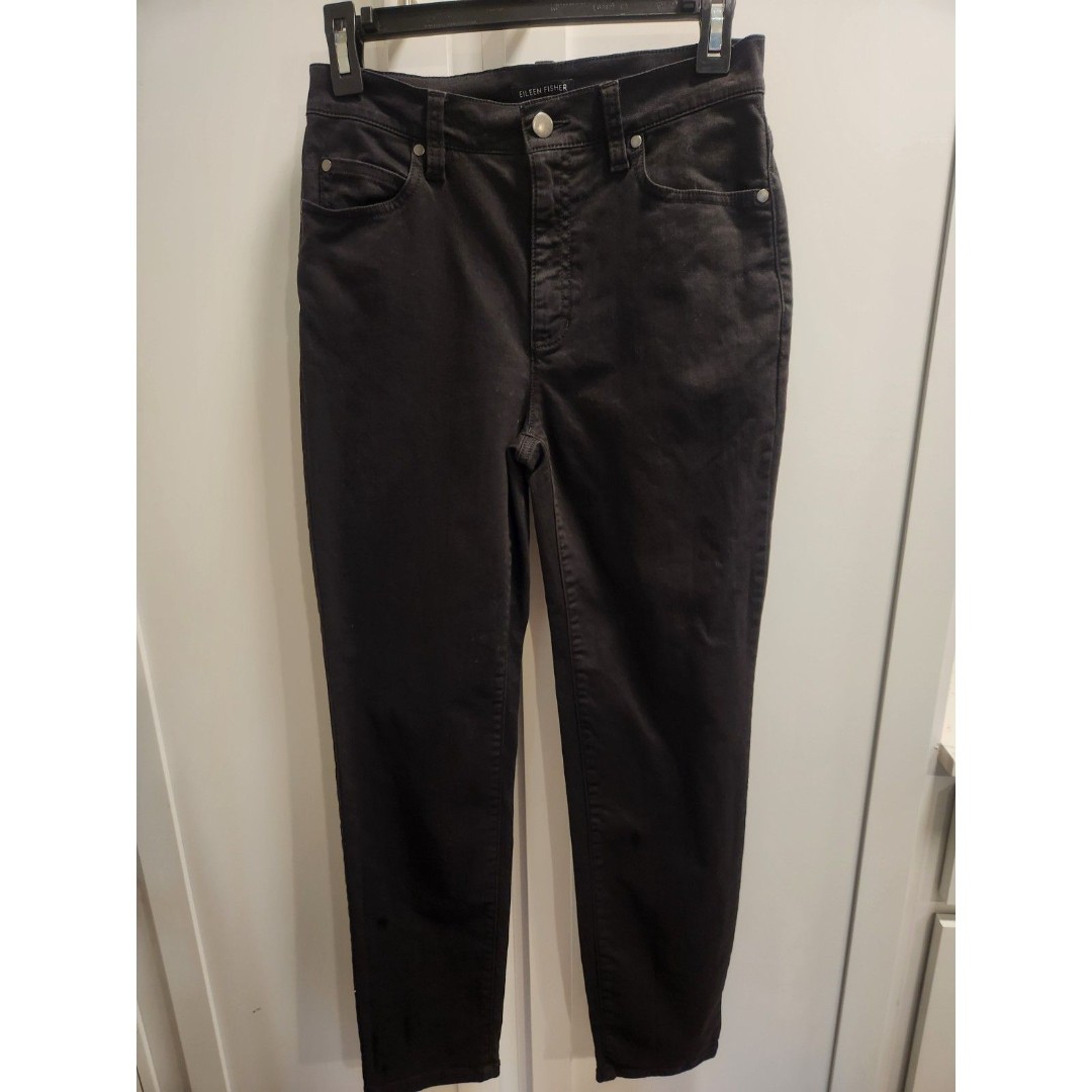 Eileen Fisher High Rise Slim Jeans in Black