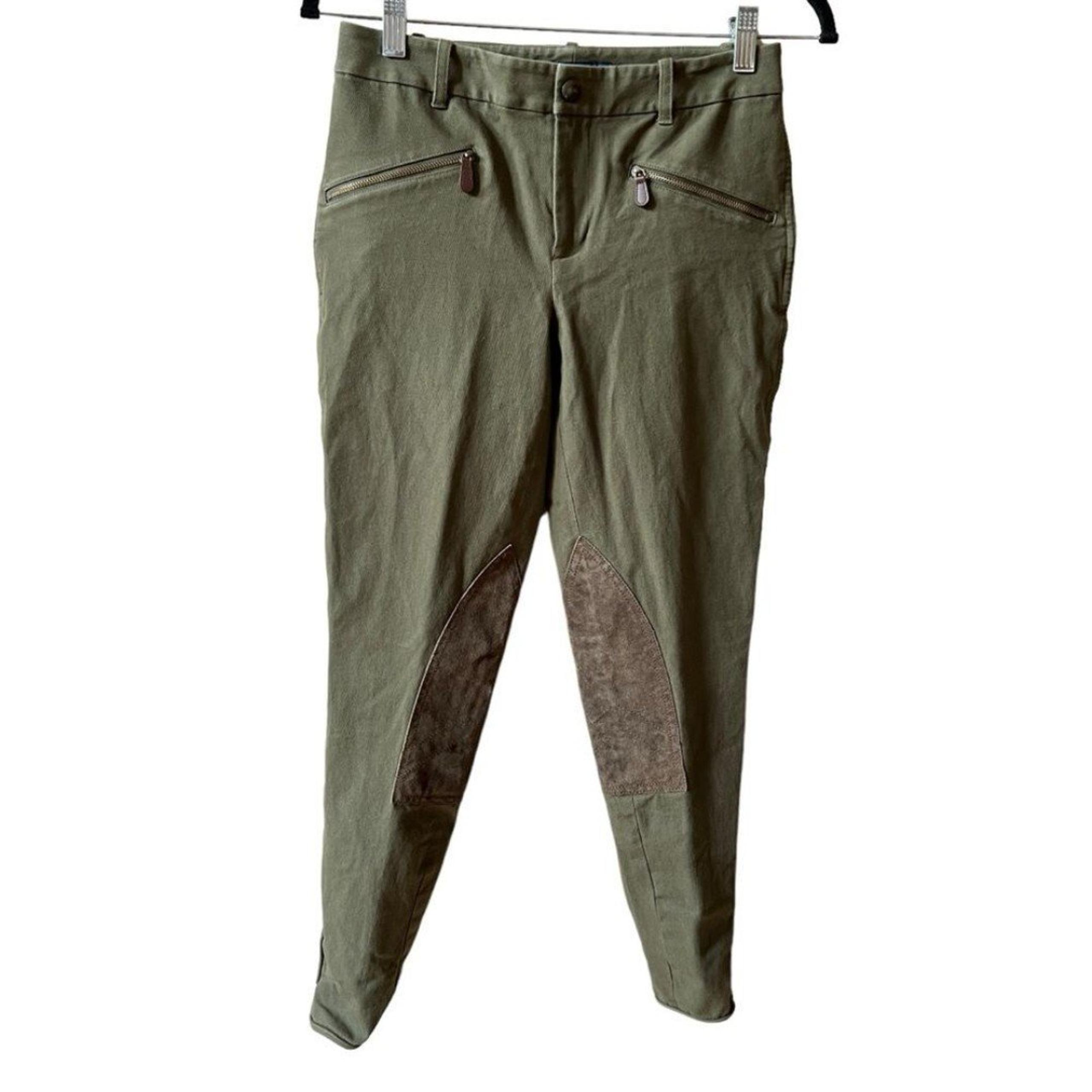 RALPH LAUREN RIDING BREECHES PANT JODPHURS EQUESTRIAN KNEE PATCHES SNAP ANKLE 4