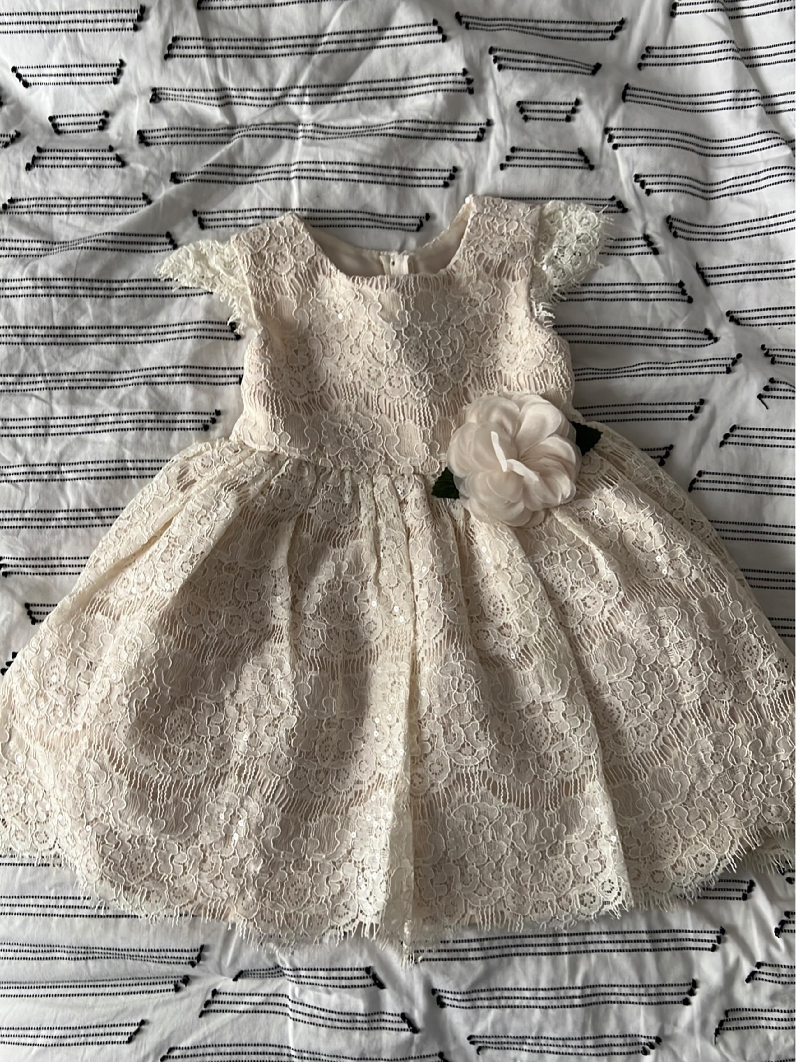 Rare Editions - Ivory Scalloped Lace Dress 18m