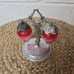 Vintage Plastic Red Strawberry Salt & Pepper Shakers Hanging Stand Hong Kong