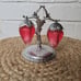 Vintage Plastic Red Strawberry Salt & Pepper Shakers Hanging Stand Hong Kong