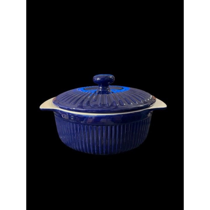 ROSHCO COBALT BLUE 3 QT 2.8 L ROUND BAKEWARE CASSEROLE BAKING DISH W/LID