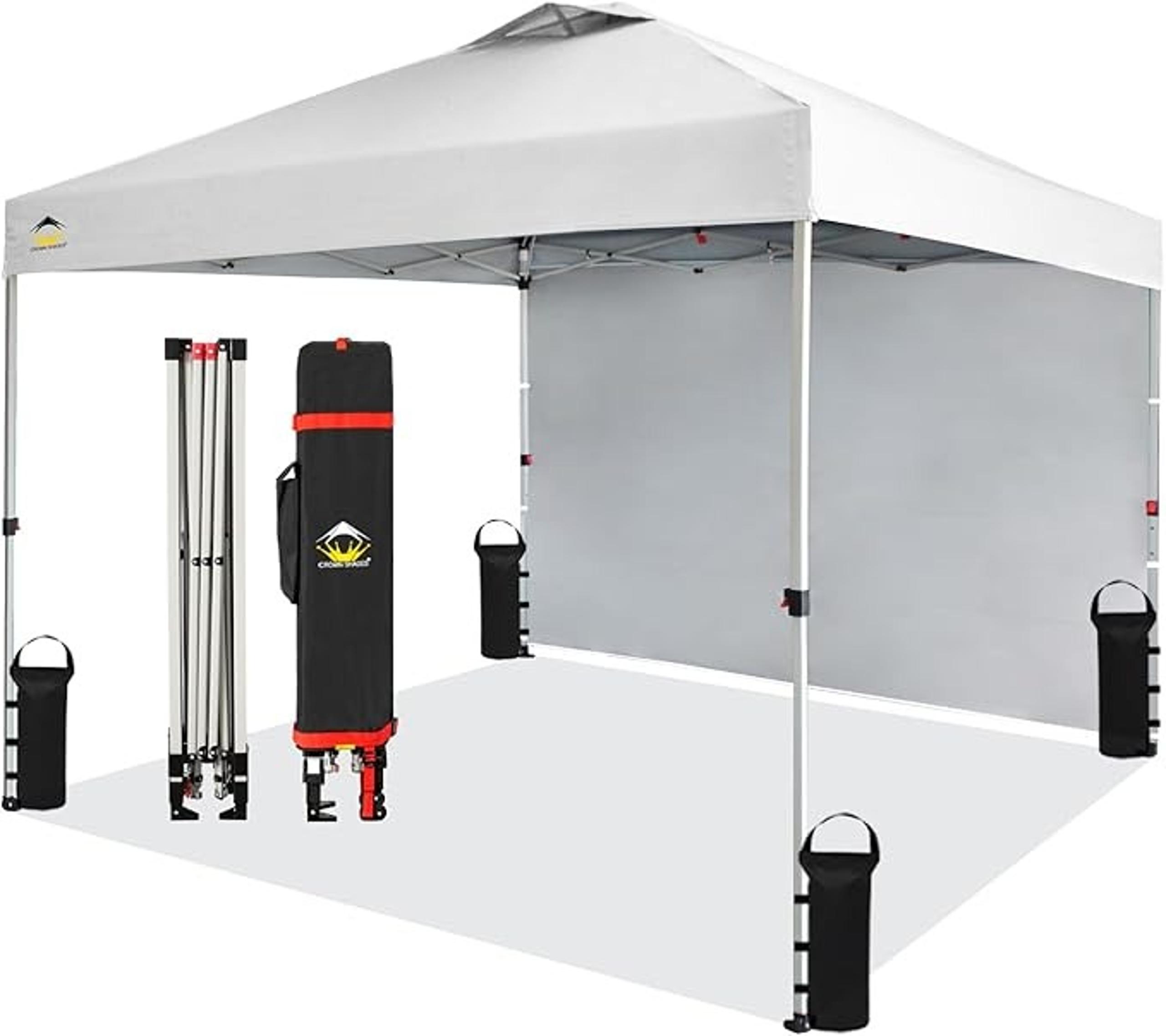 Canopy10x10 Pop Up Canopy with 1 Side Wall - Beach Tent with One Push Setup - Ou
