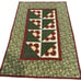 Handmade floral wall quilt patchwork daisies embroidered red green 35 x 24