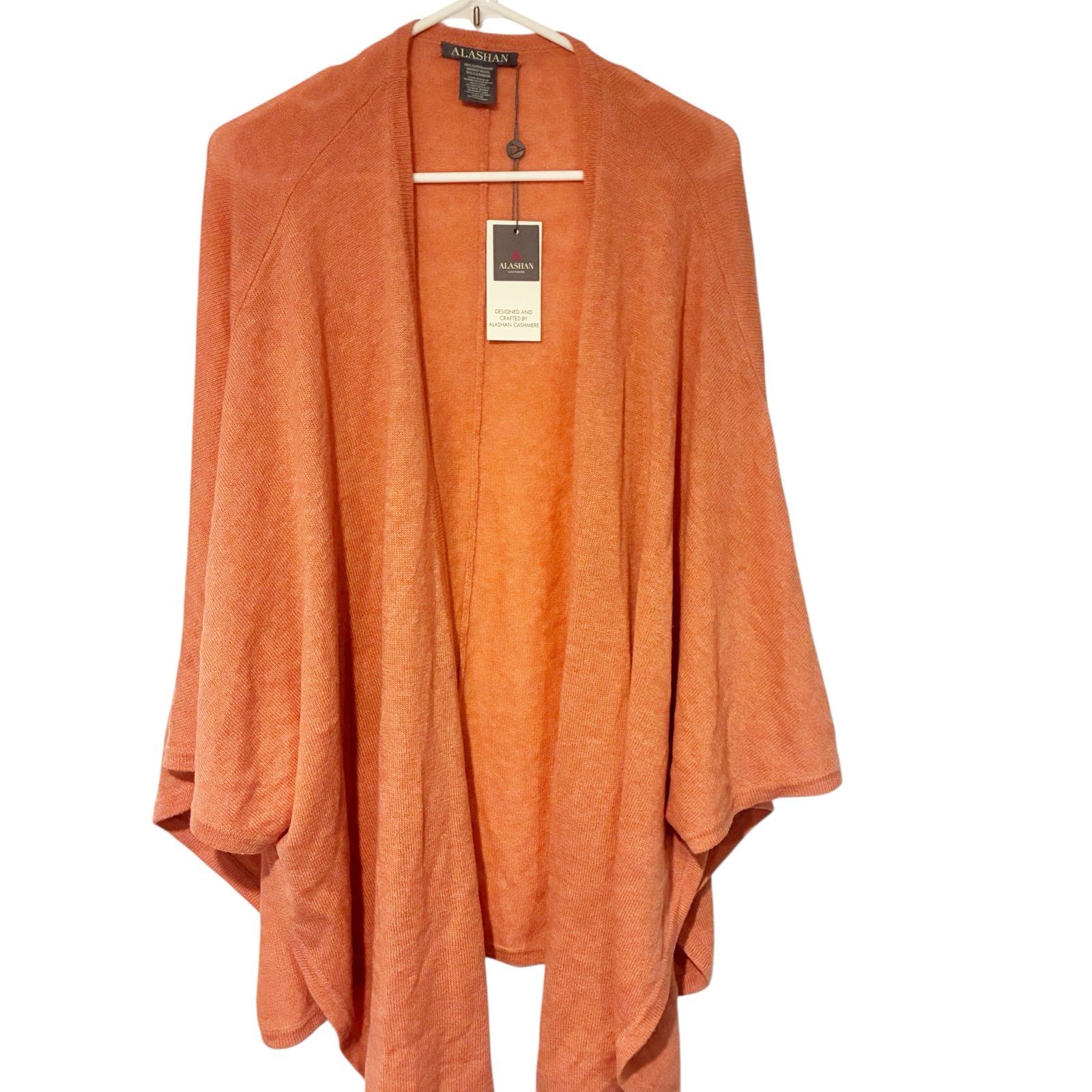 Alashan One Size Peach Merino Wool Cashmere Blend Poncho Knit NEW