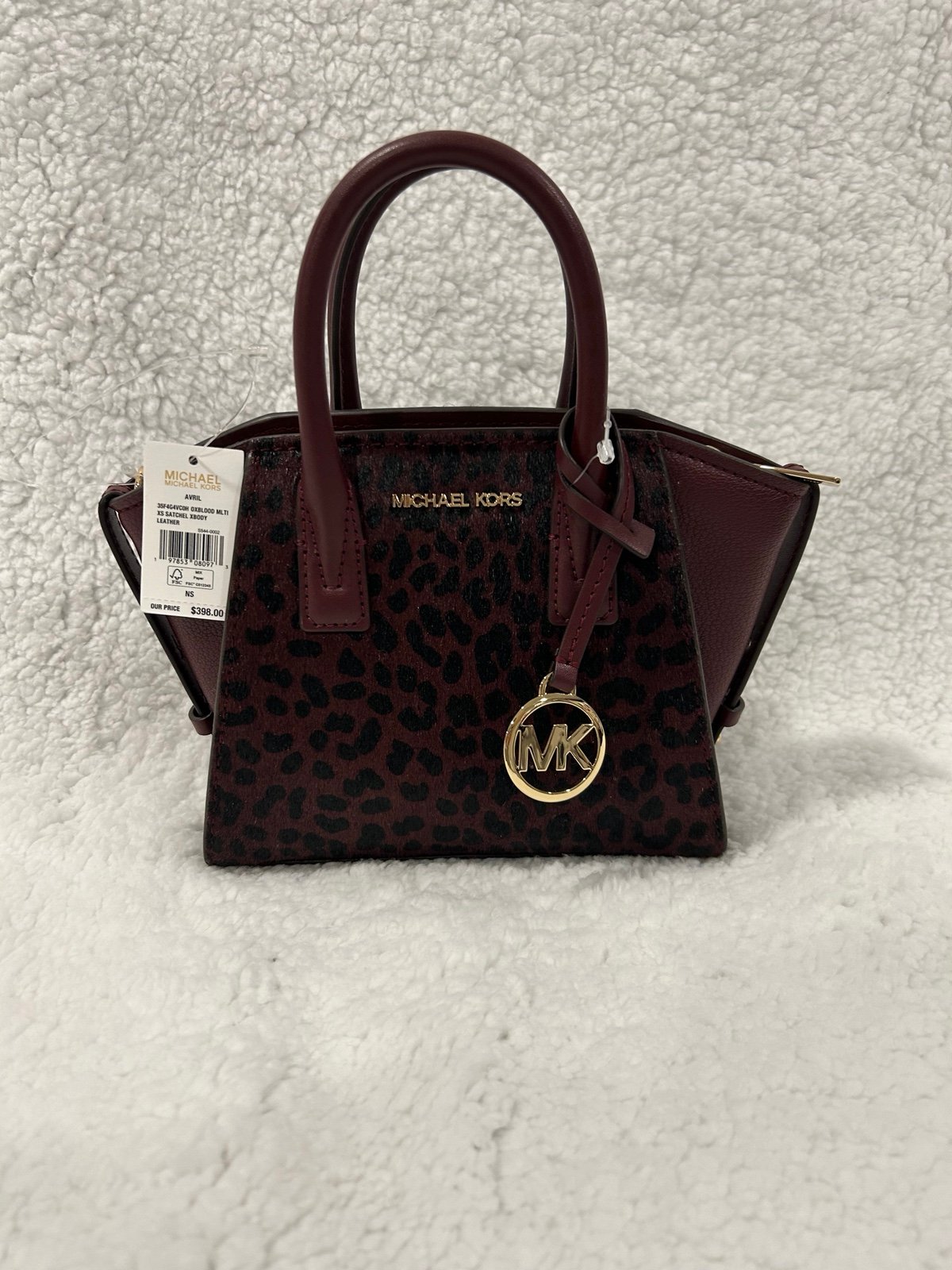 Michael Kors Avril XS Cheetah Satchel Crossbody Bag Purse